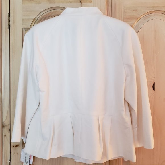 Liz Claiborne Modern Romantic Peplum Jacket Large Ivory Off White NWT Career - Picture 2 of 6
